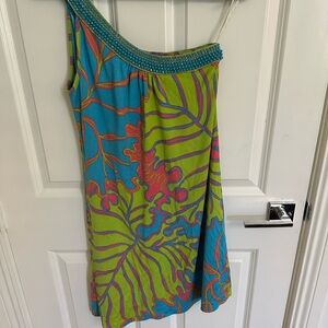 Lilly Pulitzer Jubilee Vibrant One-Shoulder Dress with Beaded Detail